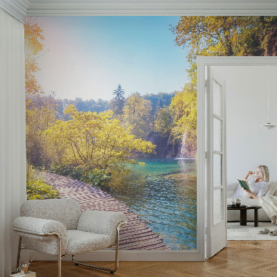 Bedroom wall mural wallpaper featuring a natural landscape