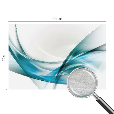 Large wall mural featuring blue waves