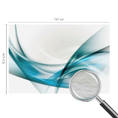 Large wall mural featuring blue waves