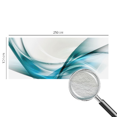 Large wall mural featuring blue waves