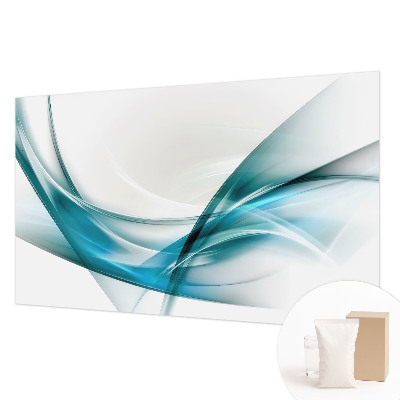 Large wall mural featuring blue waves