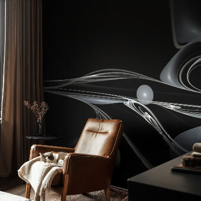 Custom size wall mural with fluid lines
