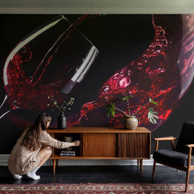 Wall mural for bedroom in red wine color