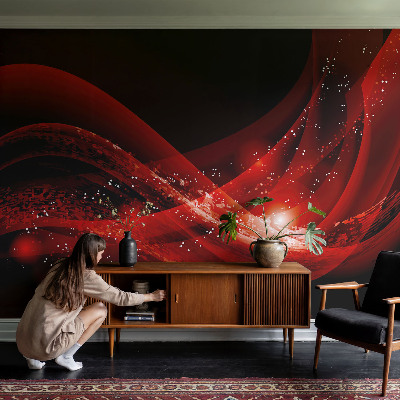 High quality wall mural wallpaper with a red vortex design