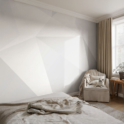 Decorative wall mural for living room with a gray triangle pattern