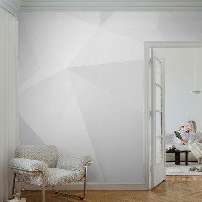 Decorative wall mural for living room with a gray triangle pattern
