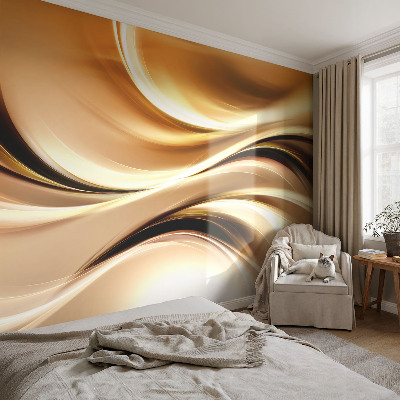 Non-woven photo wallpaper with fluid line design