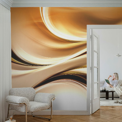 Non-woven photo wallpaper with fluid line design