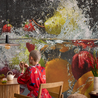 Bedroom wall mural wallpaper with a fruit-in-water design
