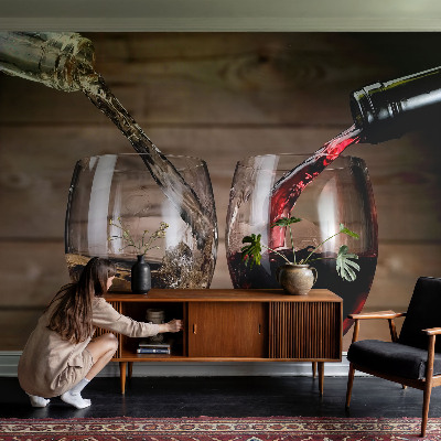 Wallpaper mural for living room featuring a close-up of wine glasses