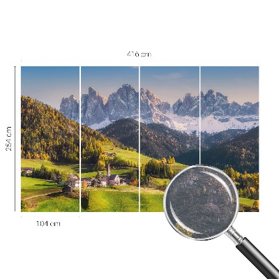 Modern wall mural with a mountain landscape design