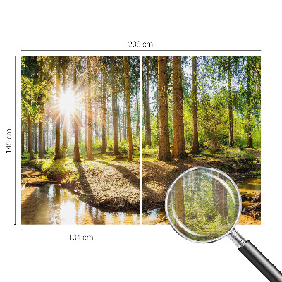 Modern wall mural for bedroom with a forest idyll motif