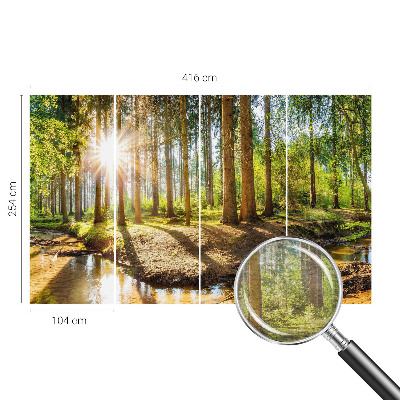 Modern wall mural for bedroom with a forest idyll motif
