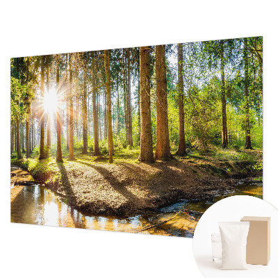 Modern wall mural for bedroom with a forest idyll motif