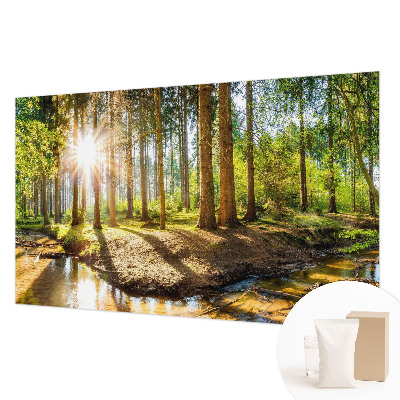 Modern wall mural for bedroom with a forest idyll motif