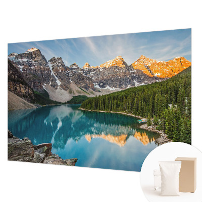 Modern wall mural for living room with a mountain reflection motif