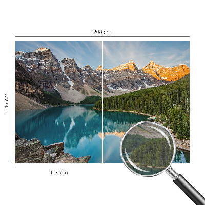Modern wall mural for living room with a mountain reflection motif