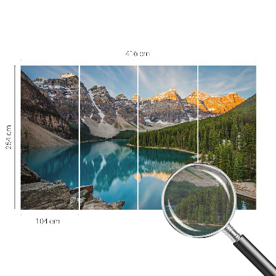 Modern wall mural for living room with a mountain reflection motif