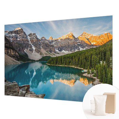 Modern wall mural for living room with a mountain reflection motif
