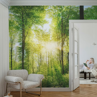 High quality wall mural wallpaper featuring a forest harmony design