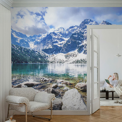 Premium wall mural for bedroom featuring a mountain landscape