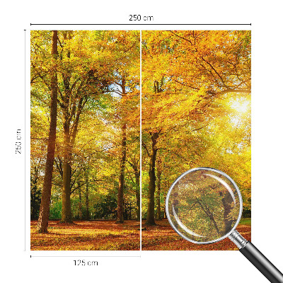 Premium photo wallpaper with a golden leaves design