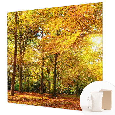 Premium photo wallpaper with a golden leaves design