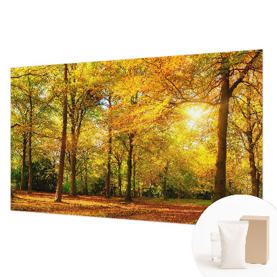 Premium photo wallpaper with a golden leaves design