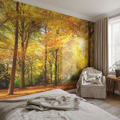 Premium photo wallpaper with a golden leaves design