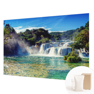 Decorative wall mural for living room with a waterfall landscape design