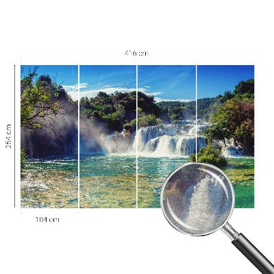 Decorative wall mural for living room with a waterfall landscape design