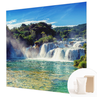 Decorative wall mural for living room with a waterfall landscape design