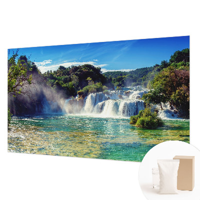 Decorative wall mural for living room with a waterfall landscape design