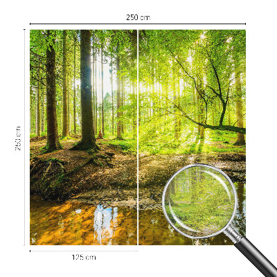 Non-woven wall mural with a green landscape design