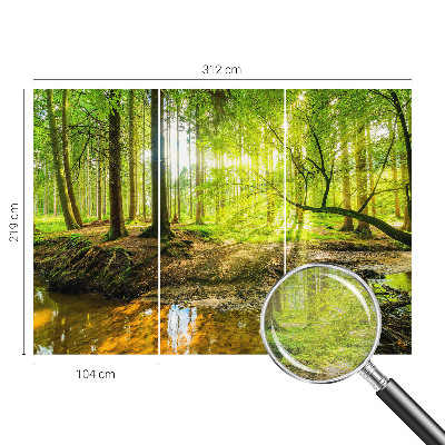 Non-woven wall mural with a green landscape design