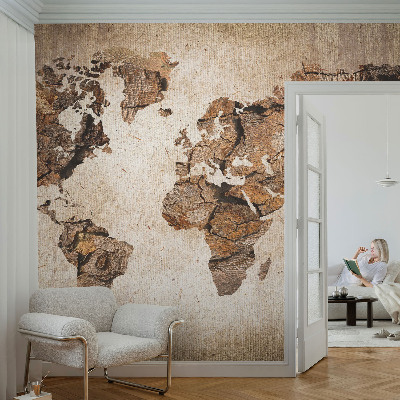 Wall mural Wooden map