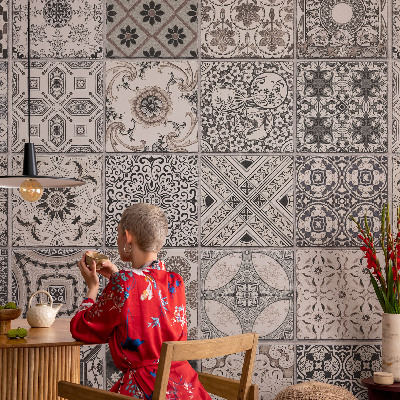 Photo wallpaper with tile pattern