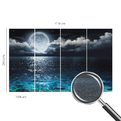 Wallpaper mural for living room featuring a night sea scene