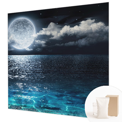 Wallpaper mural for living room featuring a night sea scene