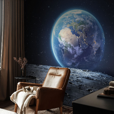 Bedroom wall mural wallpaper with a cosmic panorama design