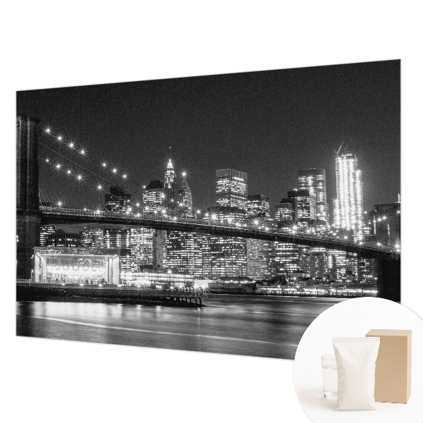 Large wall mural featuring a night panorama