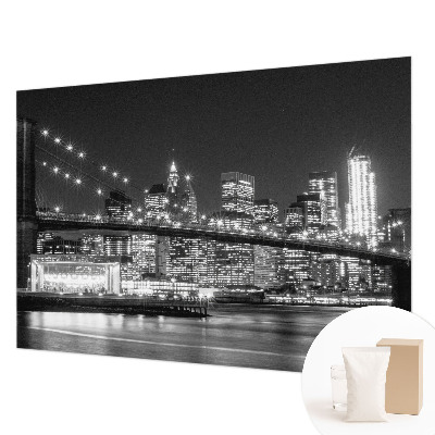 Large wall mural featuring a night panorama