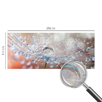 Large wall mural wallpaper featuring a close-up of a dandelion with a single falling seed