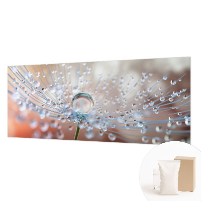 Large wall mural wallpaper featuring a close-up of a dandelion with a single falling seed