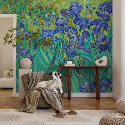 Modern wall mural for living room featuring garden flowers
