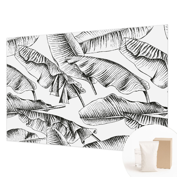 Decorative wall mural for living room with a banana leaf pattern