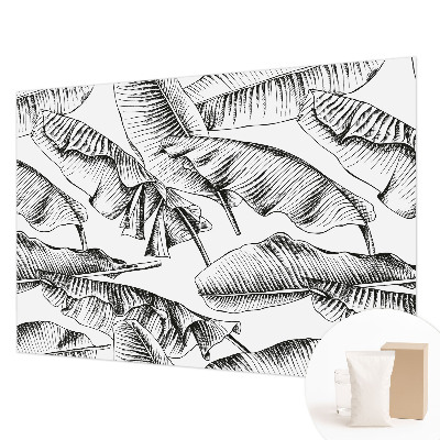 Decorative wall mural for living room with a banana leaf pattern