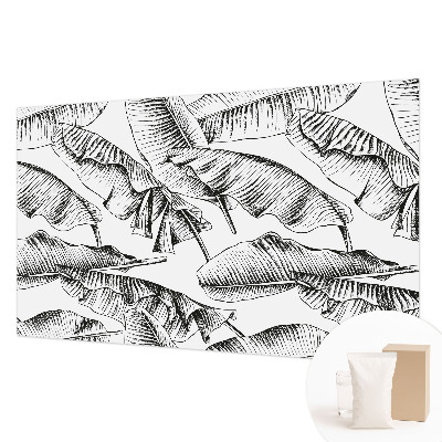 Decorative wall mural for living room with a banana leaf pattern