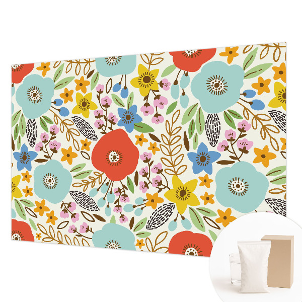 Non-woven photo wallpaper with a floral pattern