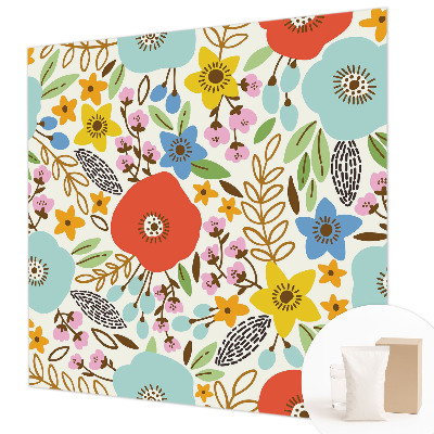 Non-woven photo wallpaper with a floral pattern